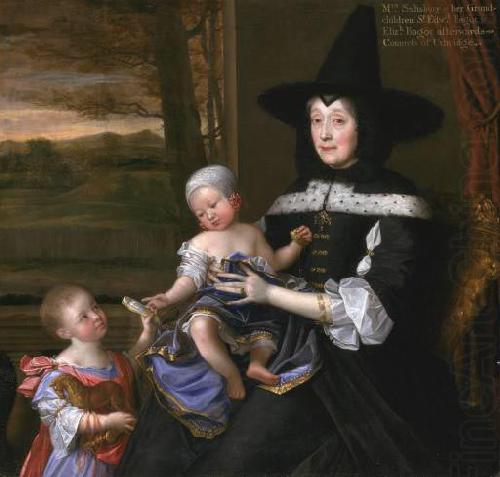 Portrait of Mrs Salesbury with her Grandchildren Edward and Elizabeth Bagot Oil on canvas, John Michael Wright